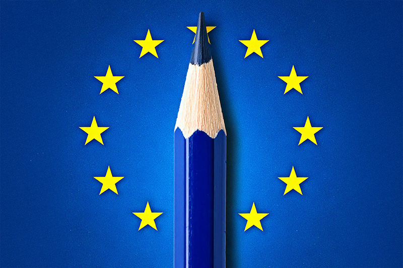 Bleistift und EU-Logo